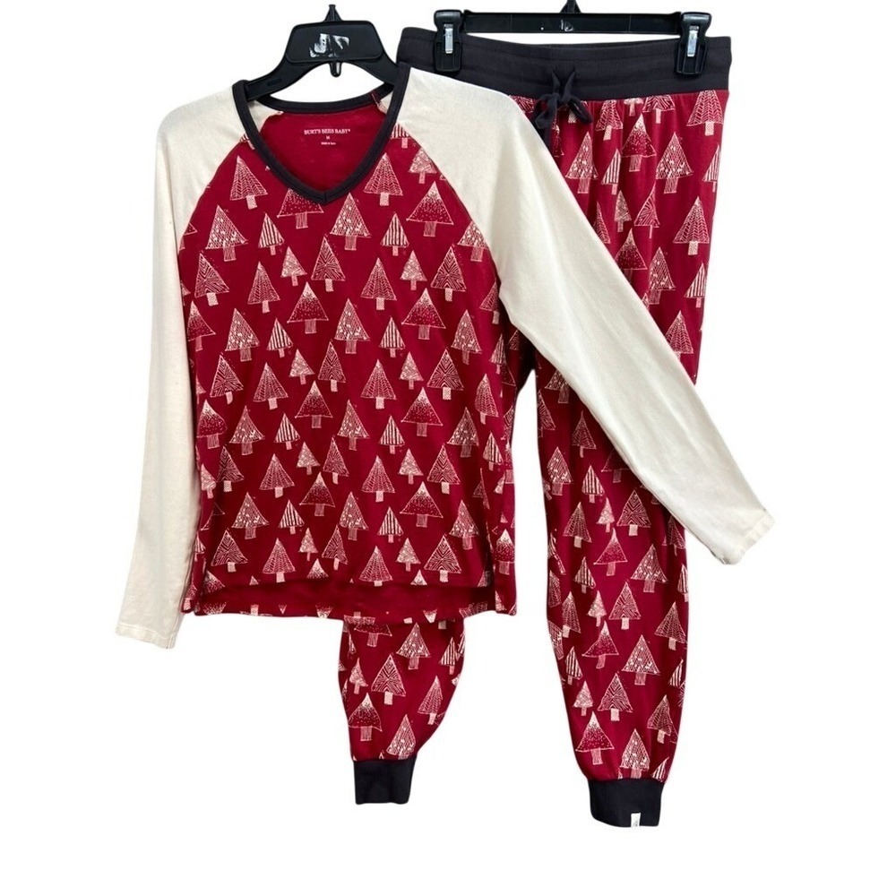 Burt's Bees Baby Adult Pajamas Womens Sz M Trees Organic Cotton Pants Top Jogger